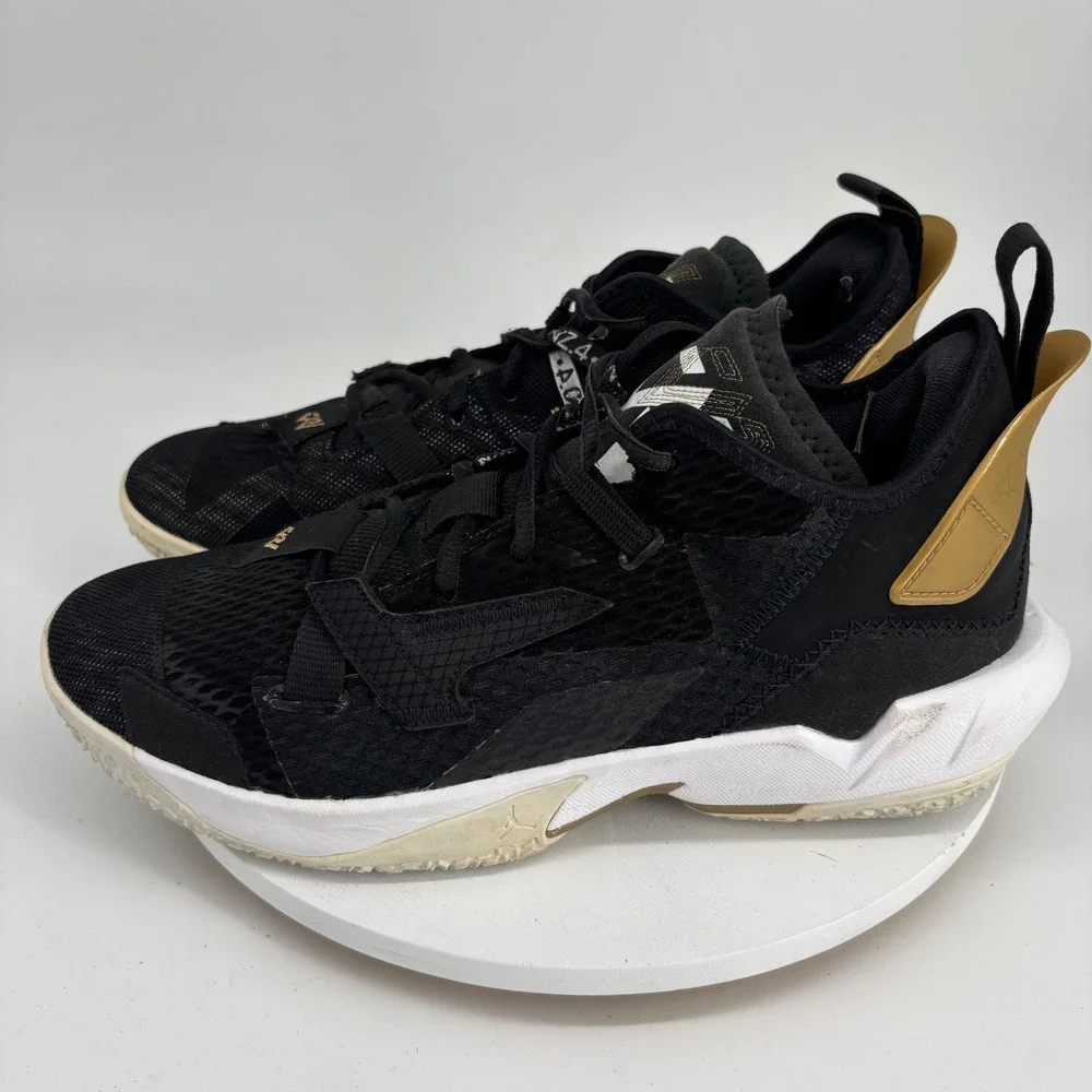 Jordan Why Not Zer0.4 Basketball Shoes Mens Sz 9.5 Black Gold CQ4230-001